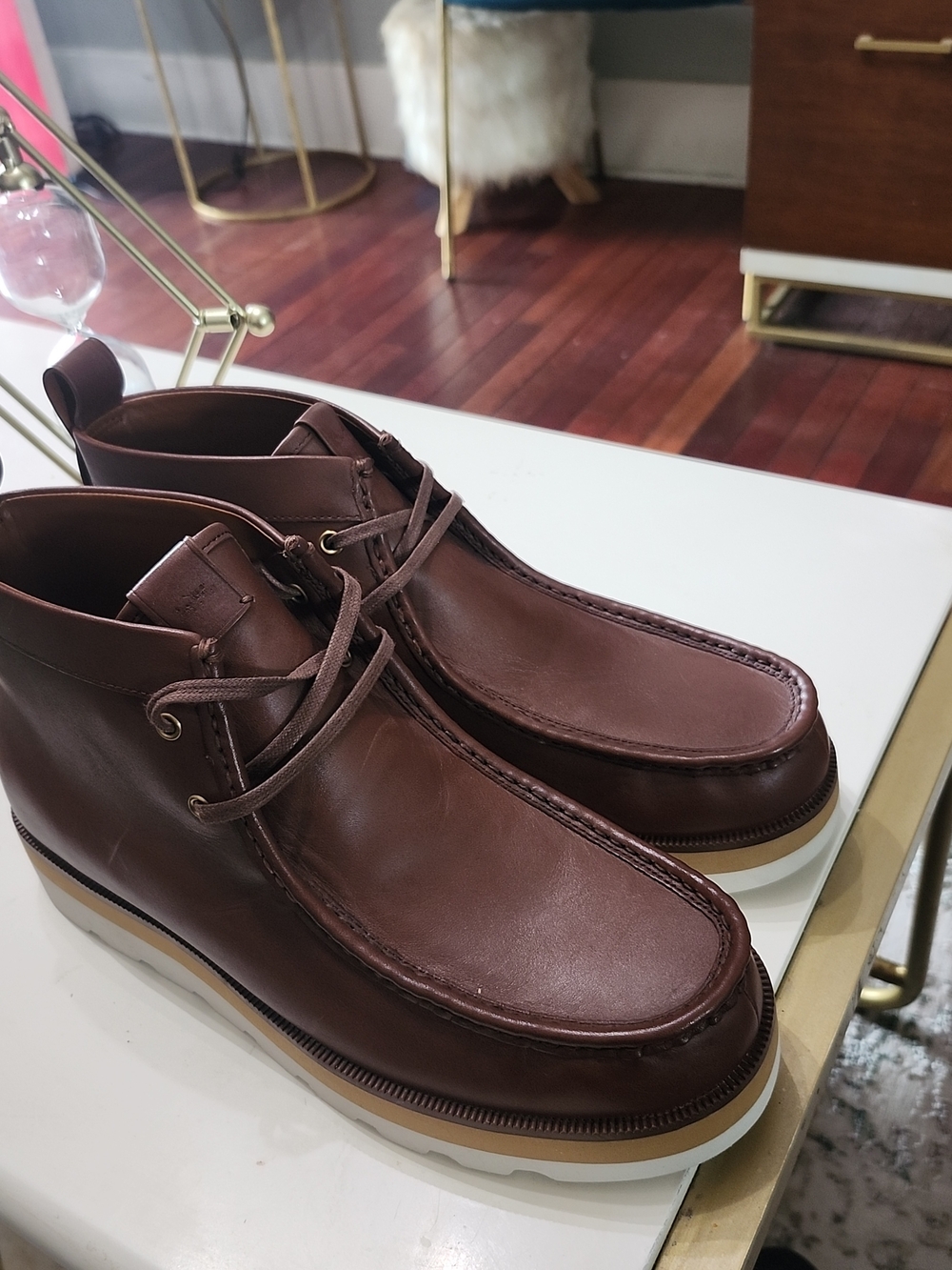 Coach New Men's Brown Leather Moc Toe Chukka Boot Sz.10D